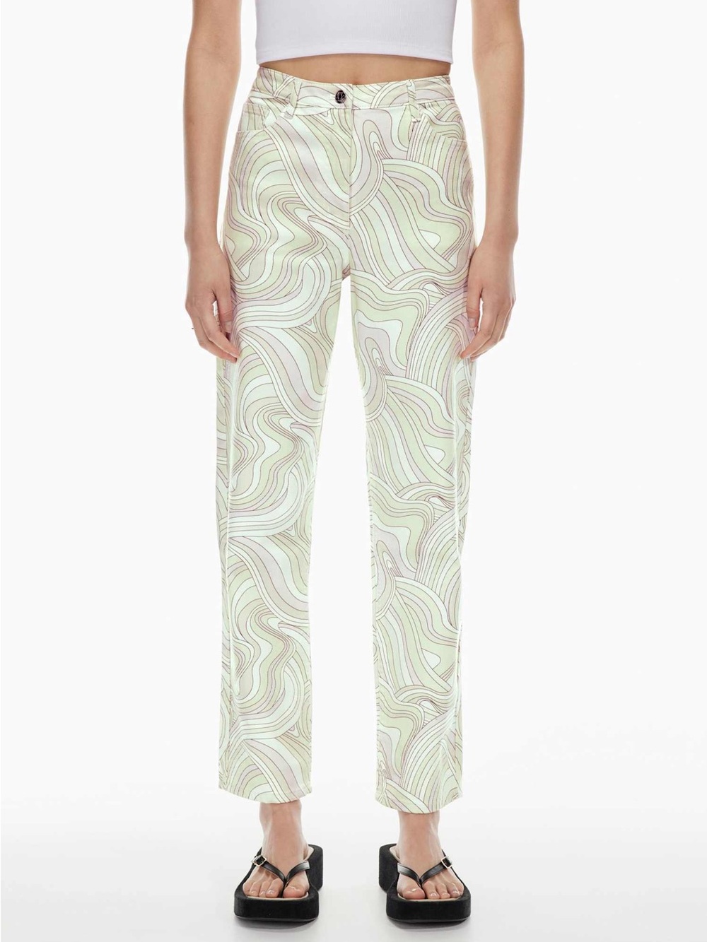 Wilfred Free Mint & Cream Swirl Wide-Leg Pants